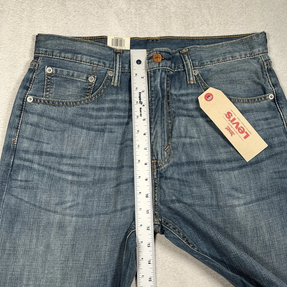 NWT-Levi's 505 Jeans Men's 33x32 Blue Regular Straight Medium Wash Blank Tab
